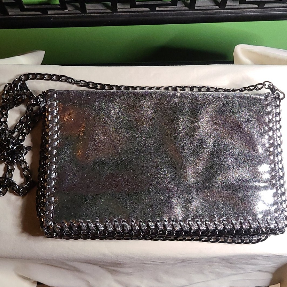 Silver/Oil Slick evening shoulder bag